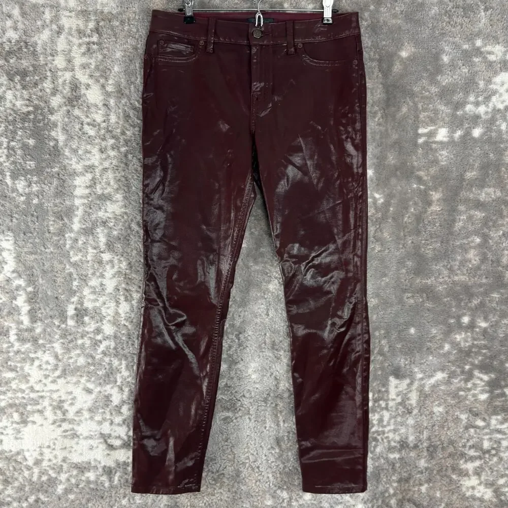 Level 99 Size 30/10 Stretch Casual Minimalist Jeans Maroon Button Zip‎
